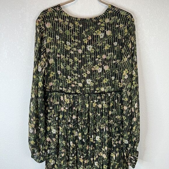 NWT Rococo Sand Flora Floral Handmade High Low Maxi Metallic Thread Dress Large - Picture 10 of 16